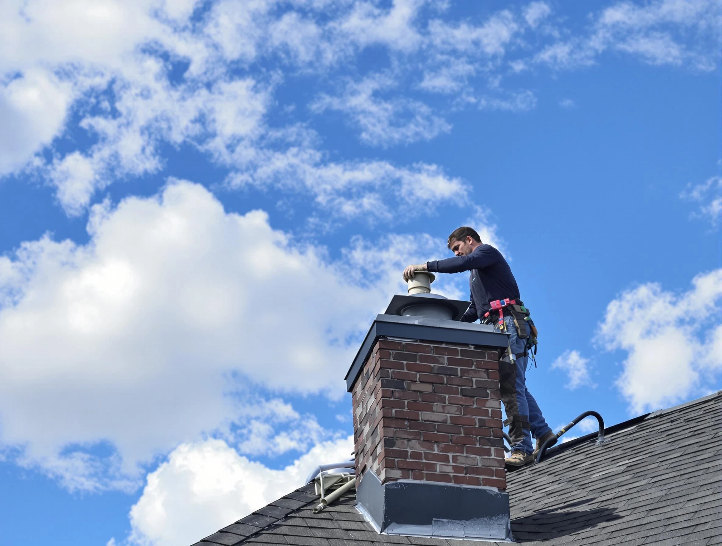 Meadowbrook Chimney Sweep installing a sturdy chimney cap in Meadowbrook, AL