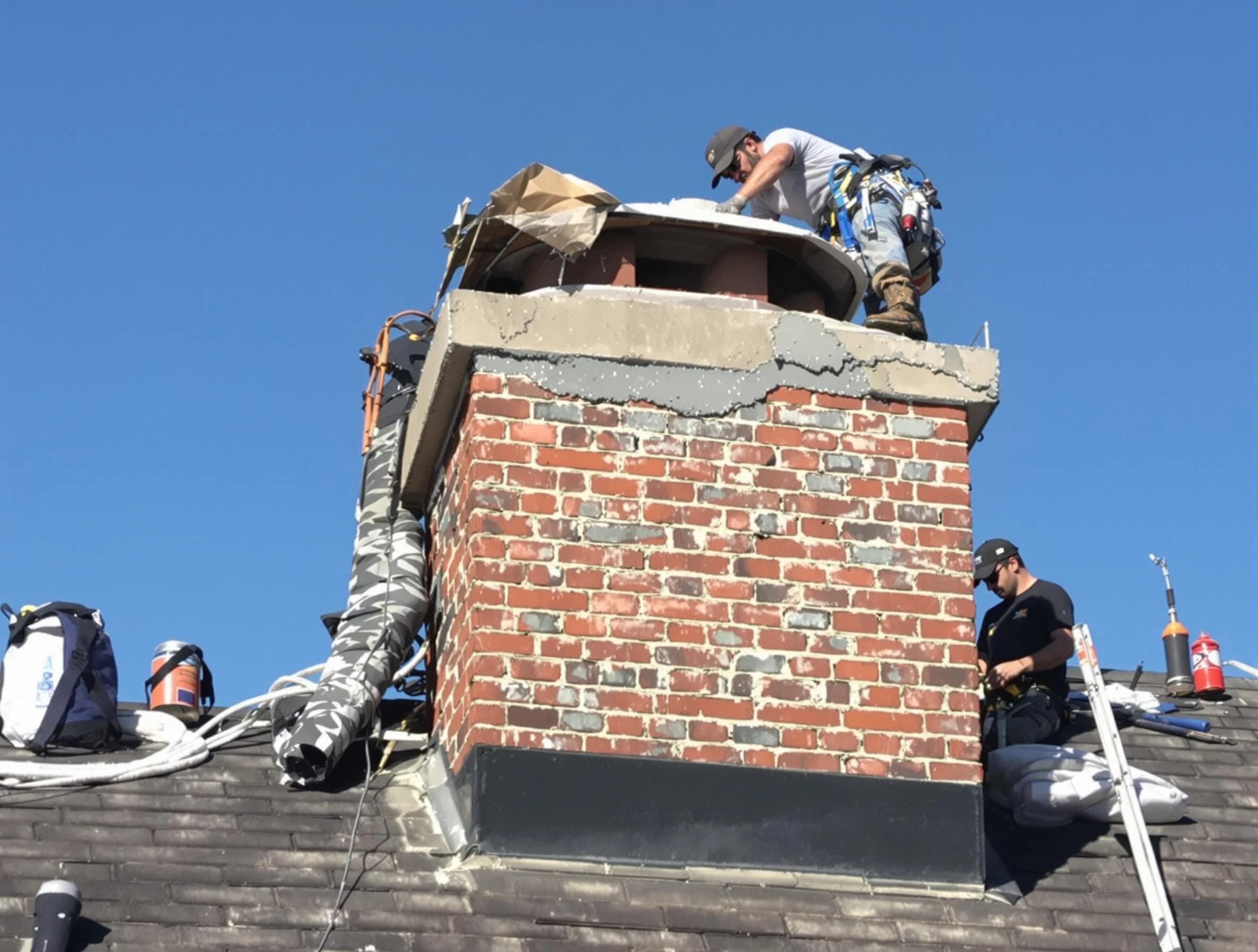 Meadowbrook Chimney Sweep installing a custom chimney crown in Meadowbrook, AL