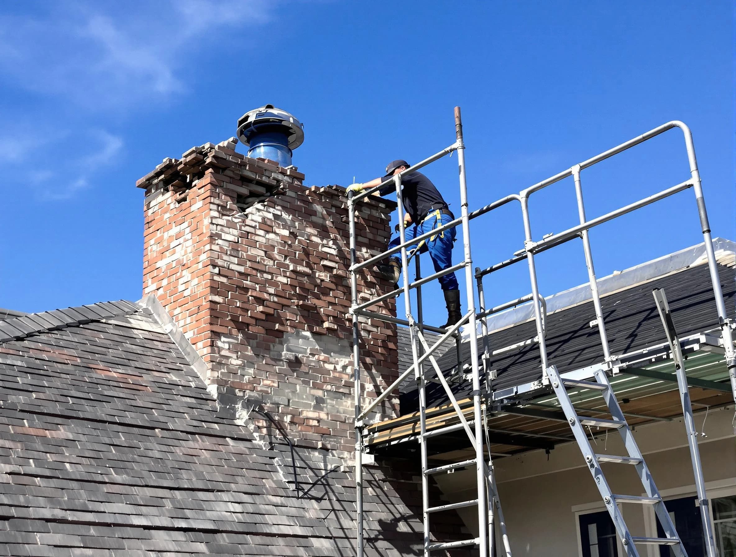 Rebuilding a chimney structure by Meadowbrook Chimney Sweep in Meadowbrook, AL