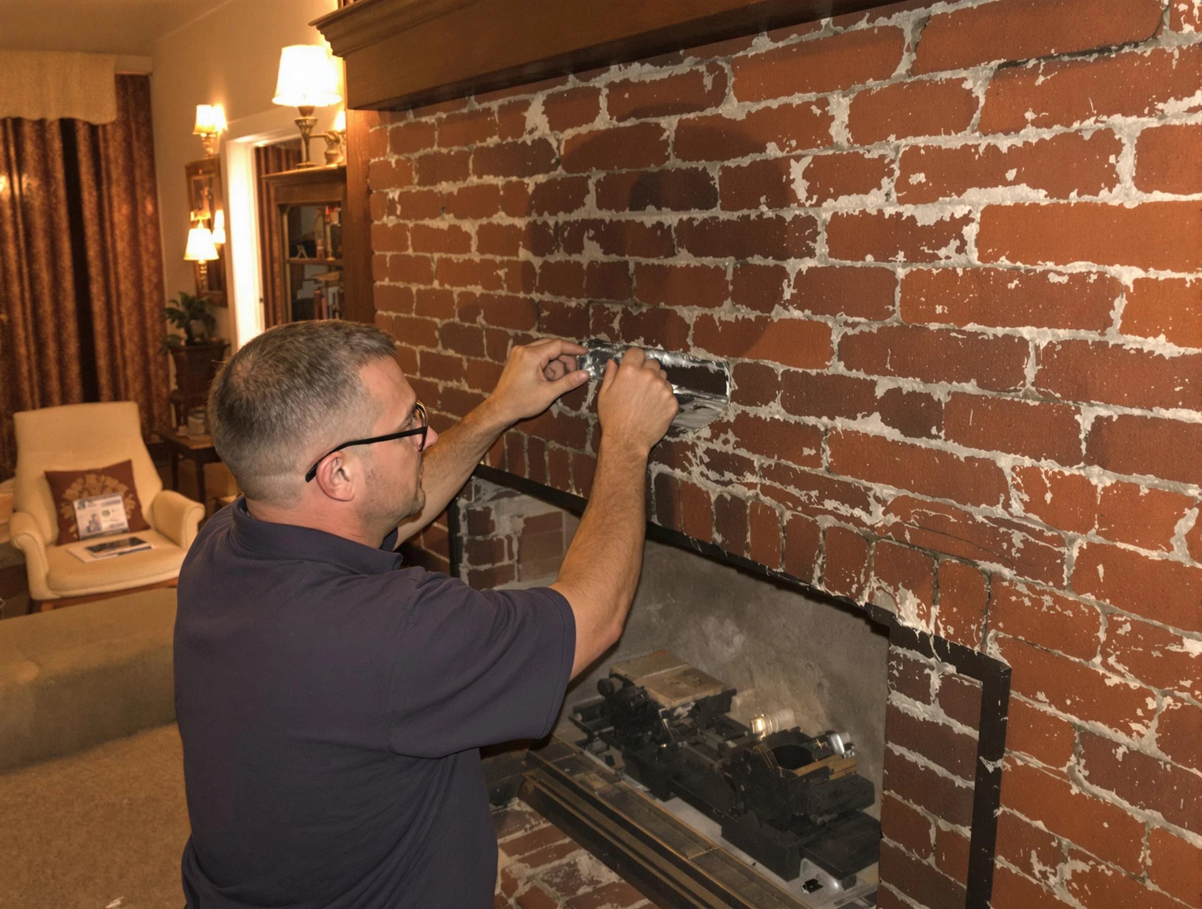 Meadowbrook Chimney Sweep expert fixing a fireplace in Meadowbrook, AL