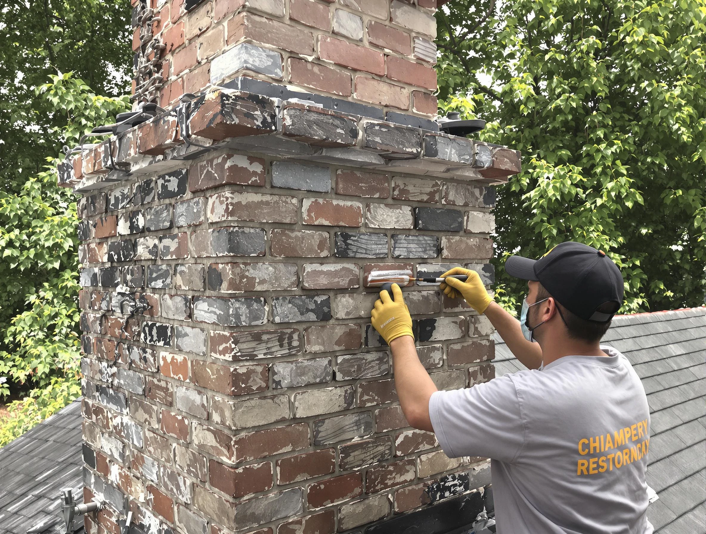 In-progress chimney restoration by Meadowbrook Chimney Sweep in Meadowbrook, AL